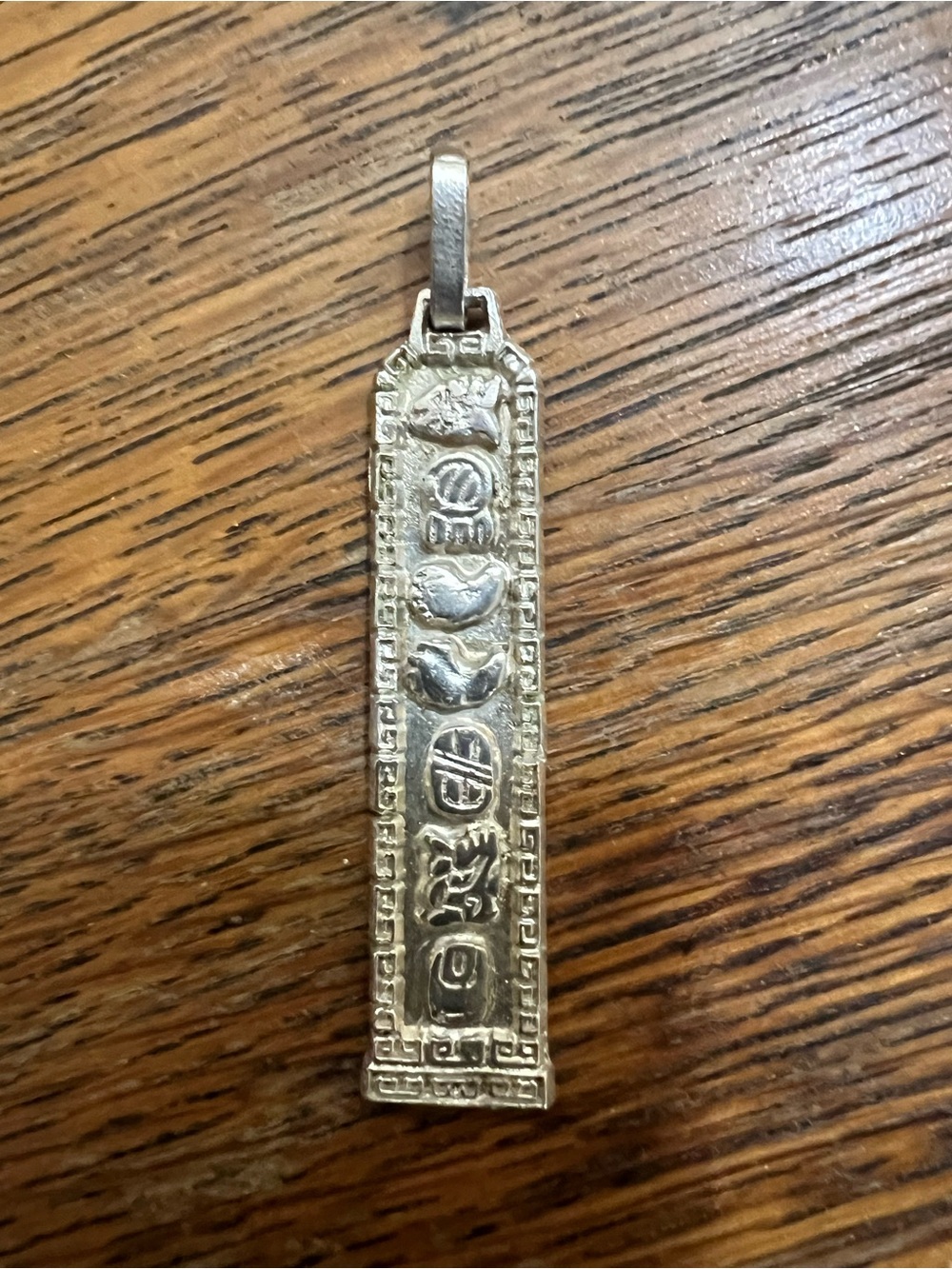 Vintage 950 Sterling Silver Handmade Hieroglyphics Pendant